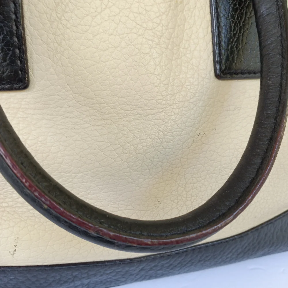 Kate Spade Two-Toned Cream & Black Leather Satchel Handbag